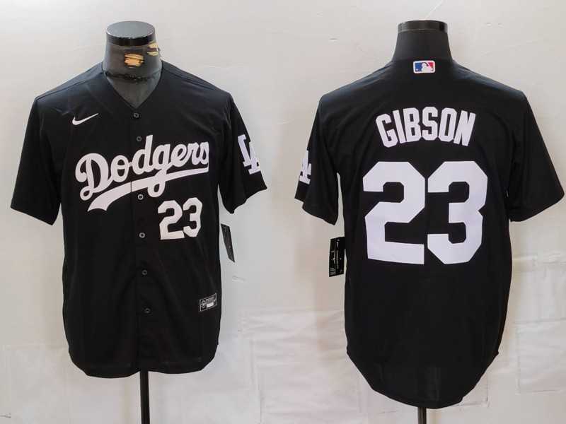Men%27s Los Angeles Dodgers #23 Kirk Gibson Number Black Cool Base Stitched Jerseys